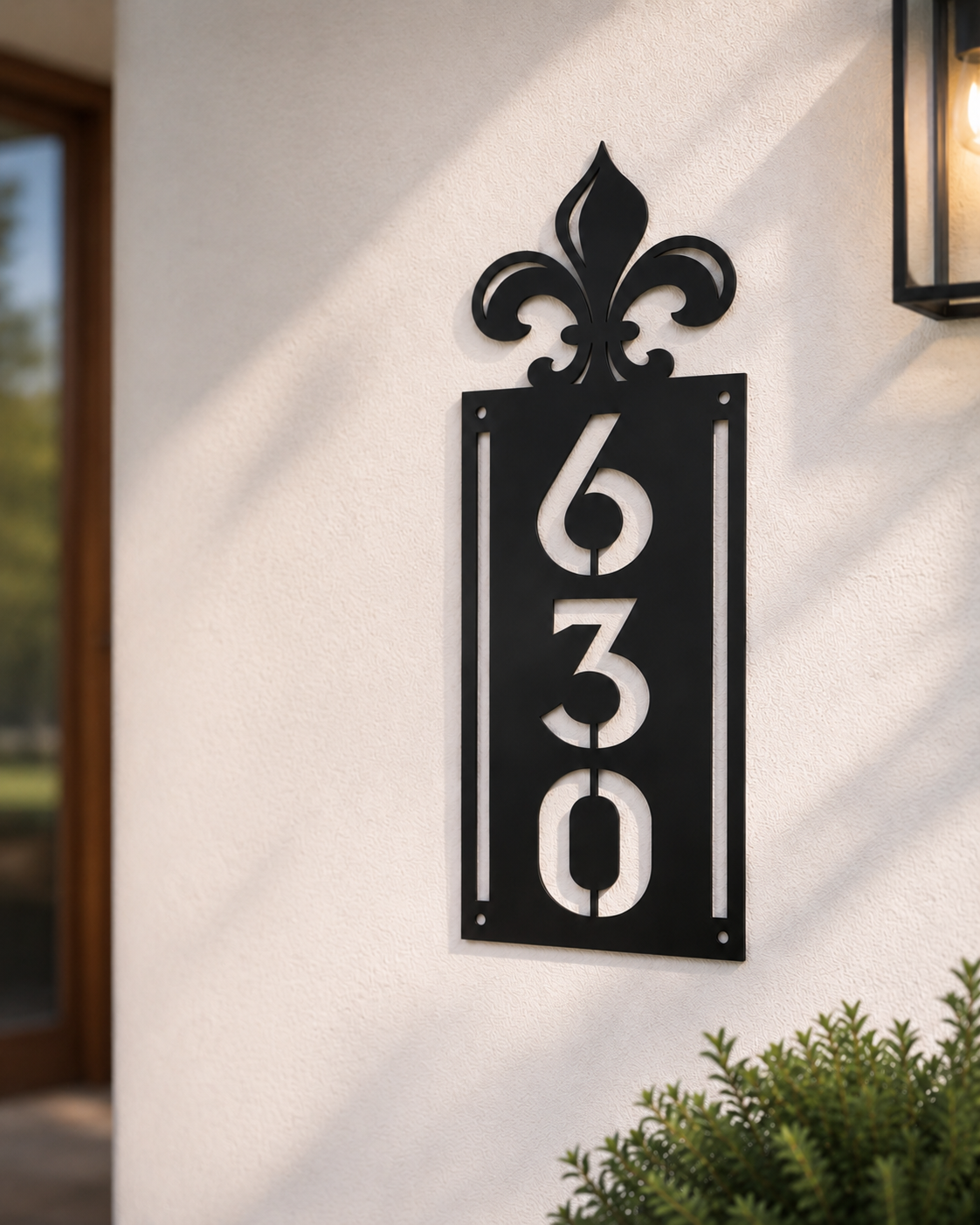 Fleur Crown metal address sign concept from the MCC studio archive