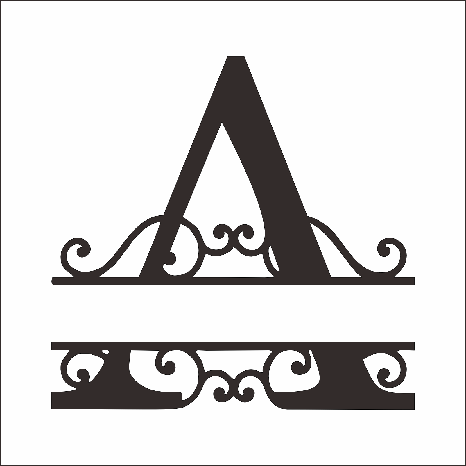 Decorative letter A last-name sign preview